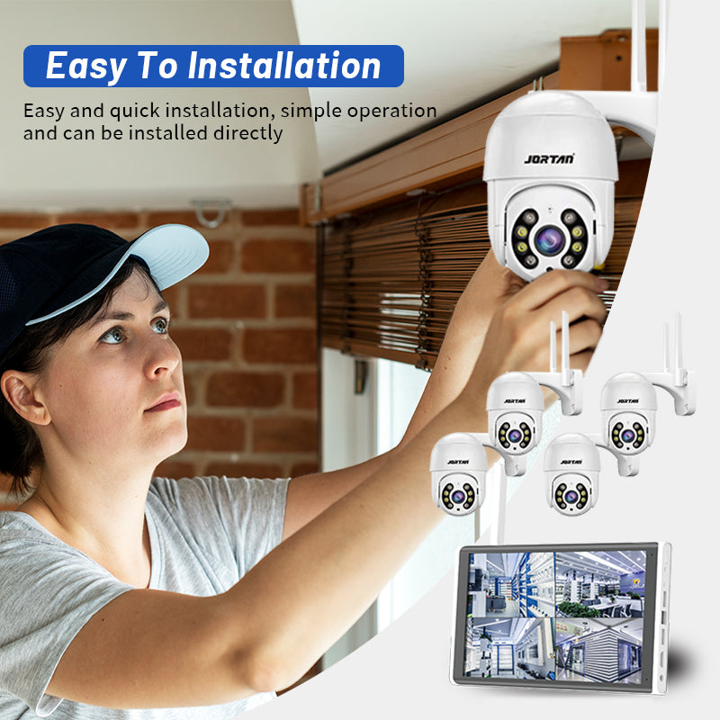 Grabador con 8 Cámaras de seguridad monitor incluido.